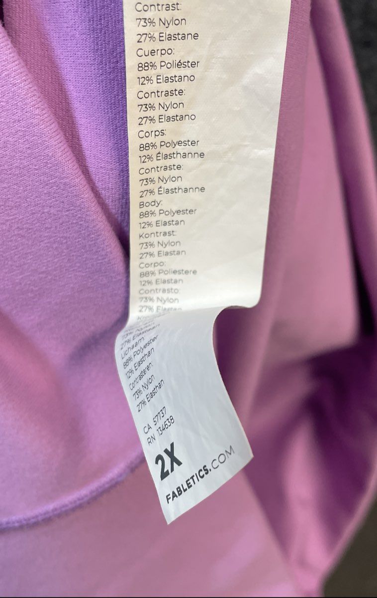 Fabletics Women's PowerHold High Waist Leggings Purple White Side Pockets Sz 2X