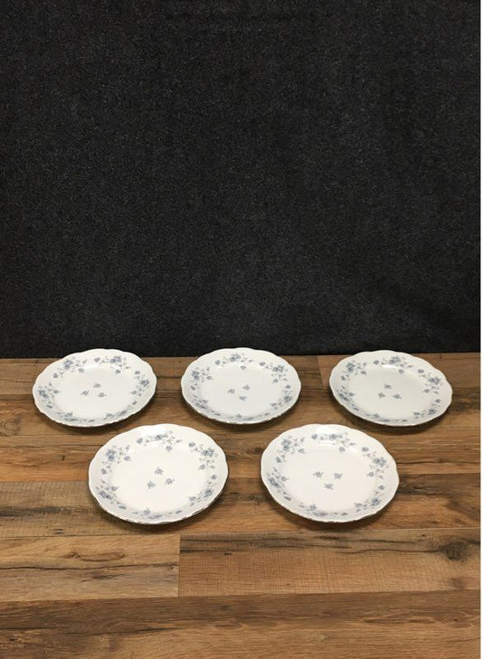 Johann Haviland Blue Garland Salad Plates Lot of 5 Bavaria Germany Porcelain