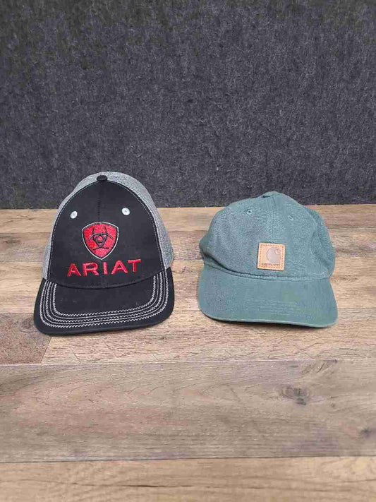 Ariat & Carhartt Men's Hat Lot Black Gray Mesh Trucker Green Canvas Adjustable