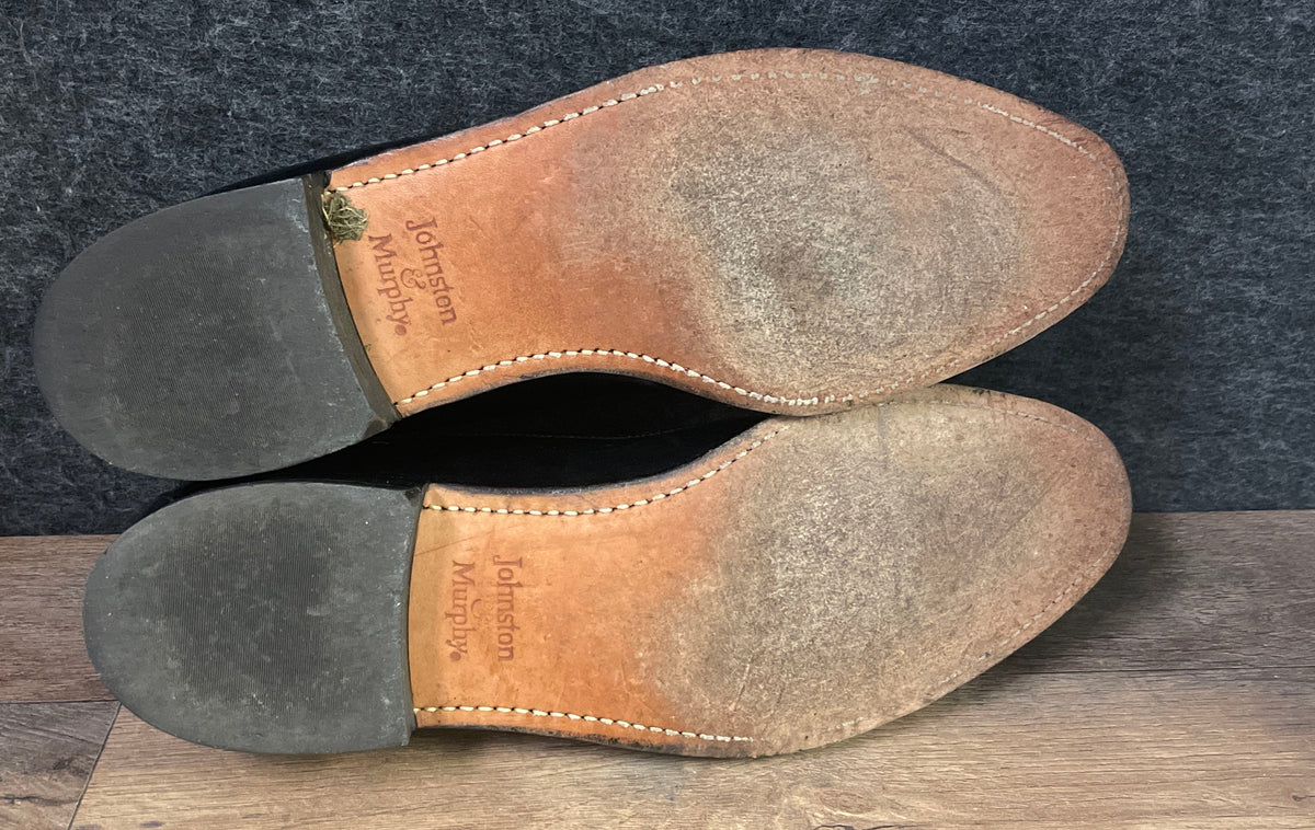 Johnston & Murphy Black Leather Wingtip Tassel Loafers Men's Size 10