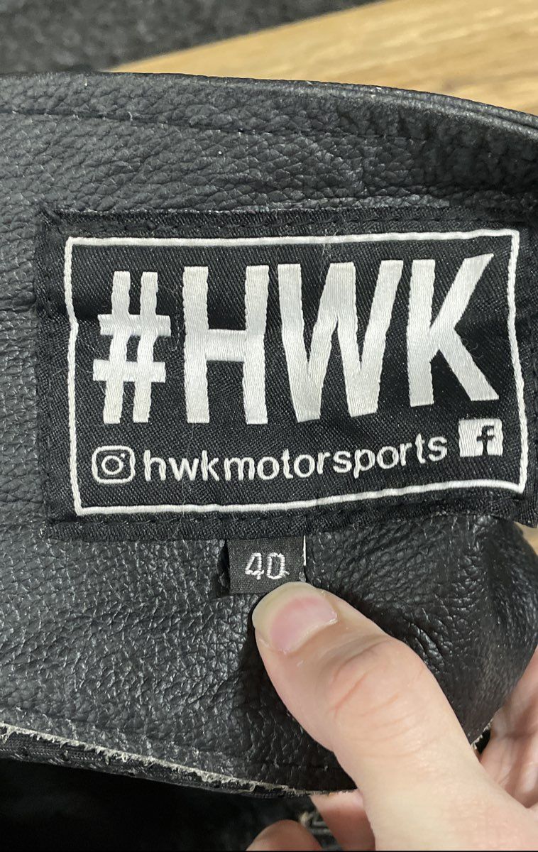 HWK Men's Black Leather Motorcycle Chaps Size 40