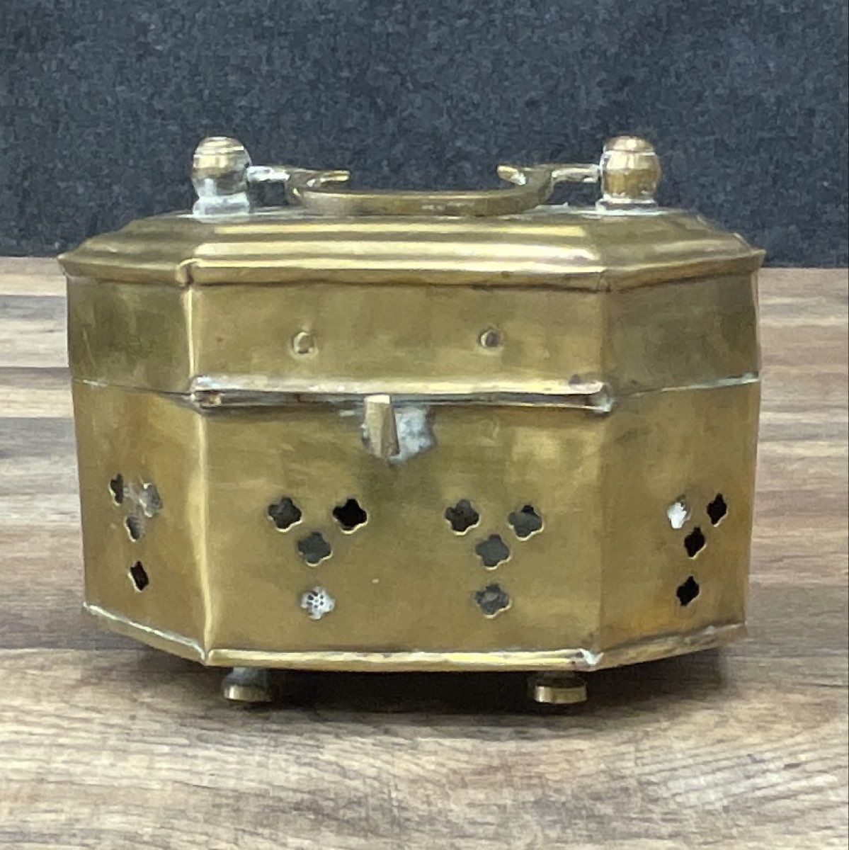 Vintage-style Brassed Hinged Cricket Box