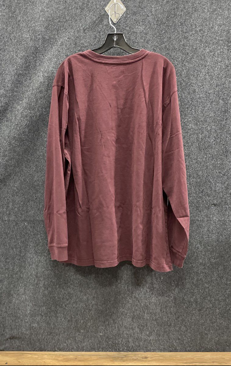 Carhartt Men's Maroon Long Sleeve Henley Shirt Loose Fit Pocket Sz XL