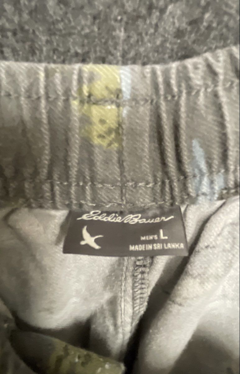Eddie Bauer Men's Pajama Lounge Pants Grey Black Lab Dog Hunting Print Sz L