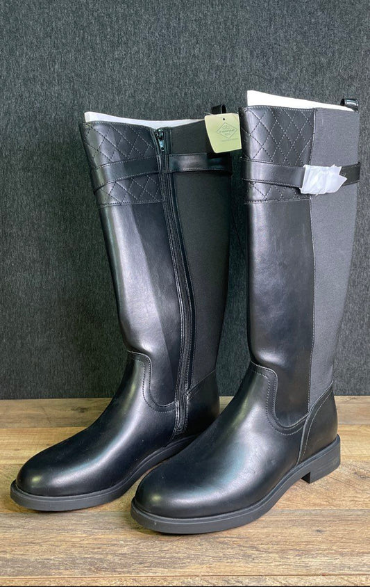 NWT St. John's Bay Women's Black Quilted Riding Boots Size 10