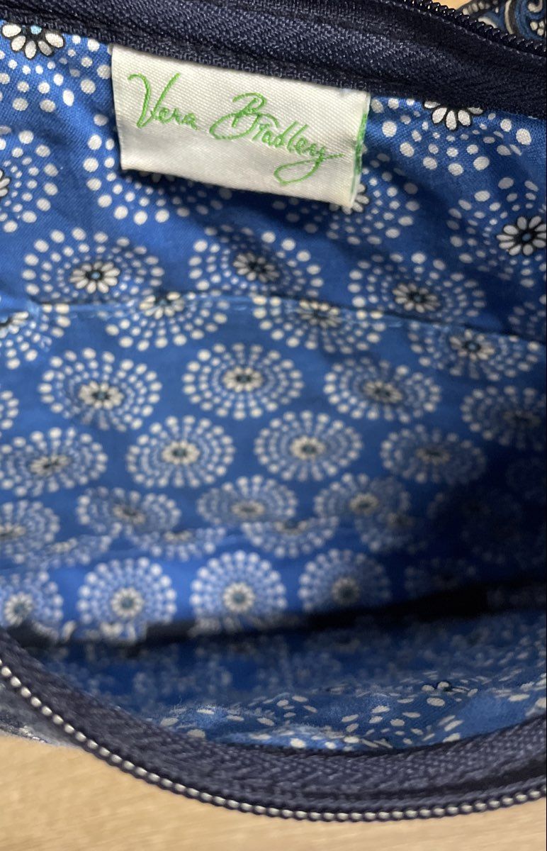 Vera Bradley Navy Blue Quilted Cotton Paisley Shoulder Bag Hobo Purse