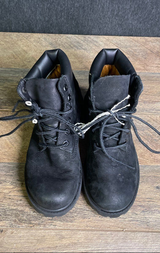 Timberland 6-Inch Premium Youth Boots Black Nubuck Waterproof Size 1