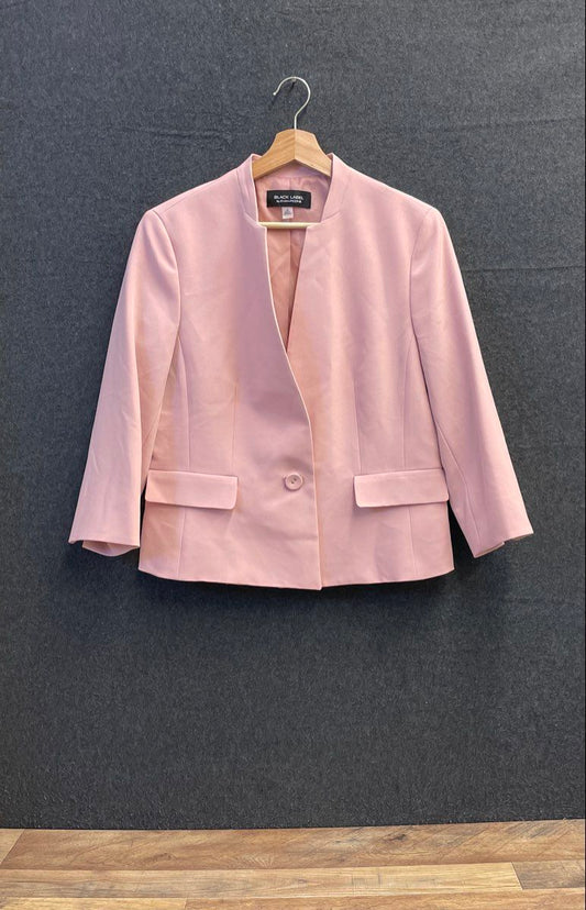 Black Label by Evan-Picone Women's Pink Single Button Stand Collar Blazer Sz 10