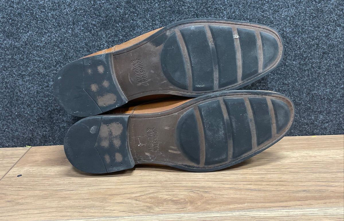 Johnston & Murphy Men's Brown Leather Plain Toe Derby Dress Shoes Size 13 M