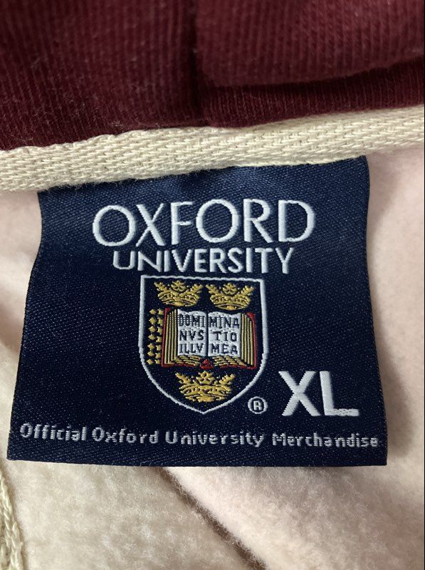 Official Oxford University Men's Cream Full Zip Fleece Hoodie Maroon Sz XL