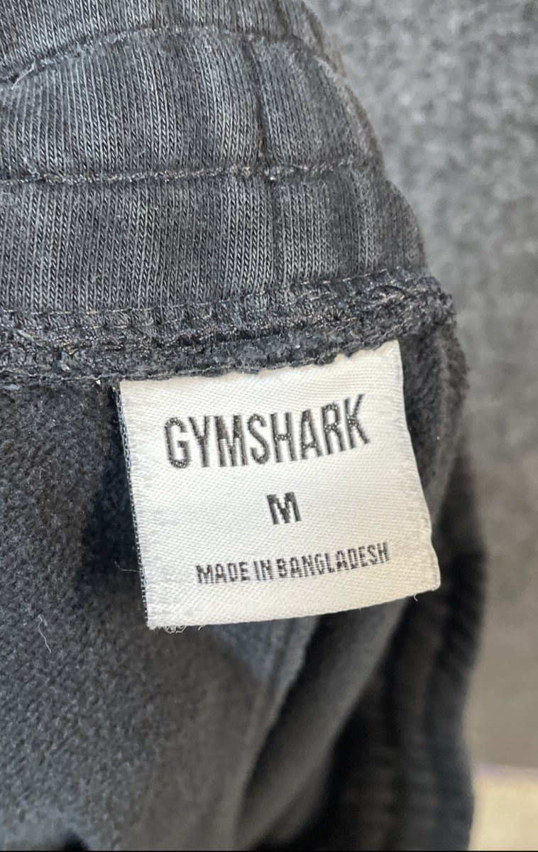 Gymshark Men's Washed Black Fleece Jogger Sweatpants Cuffed Pockets Sz M