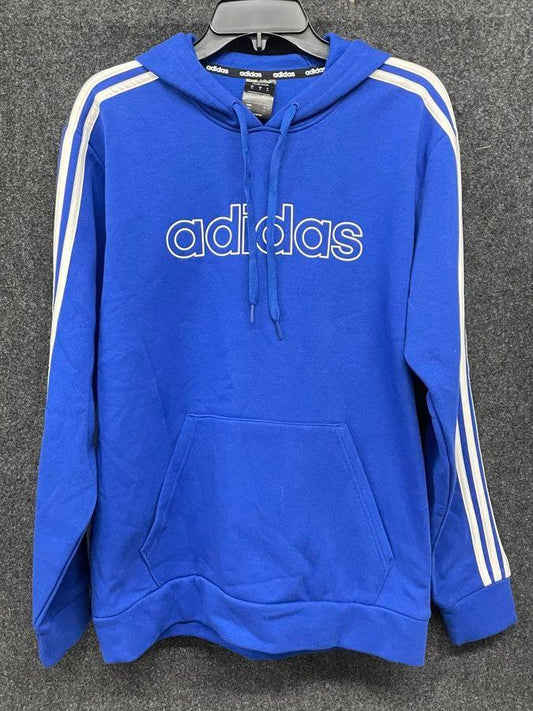 Adidas Men's Essentials 3-Stripes Fleece Pullover Hoodie Blue Sz M