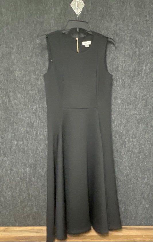Calvin Klein Women's Black Sleeveless A-Line Dress Exposed Gold Zipper Sz 8