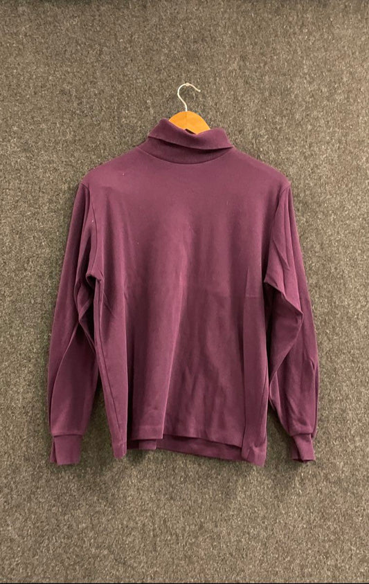 Vintage 90s L.L. Bean Women's Purple Cotton Turtleneck Top Made in USA Size L