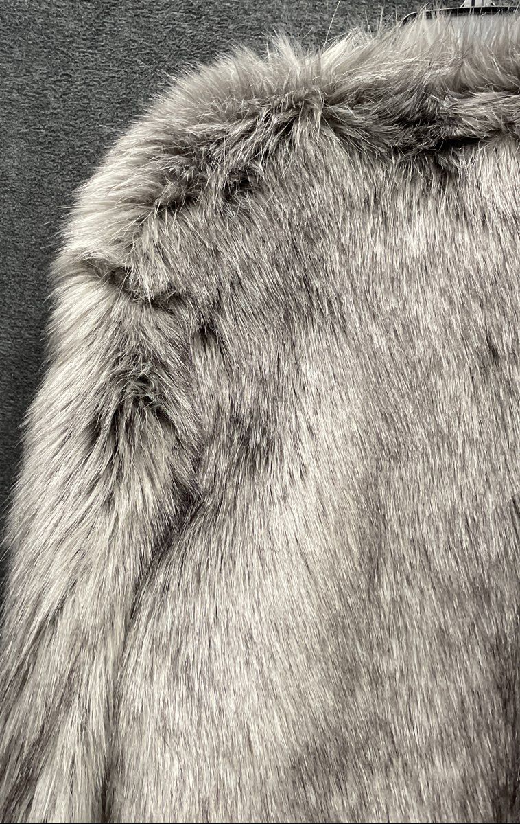 Vera Wang Women's Gray Faux Fur Open Front Wool Blend Coat Sz XL