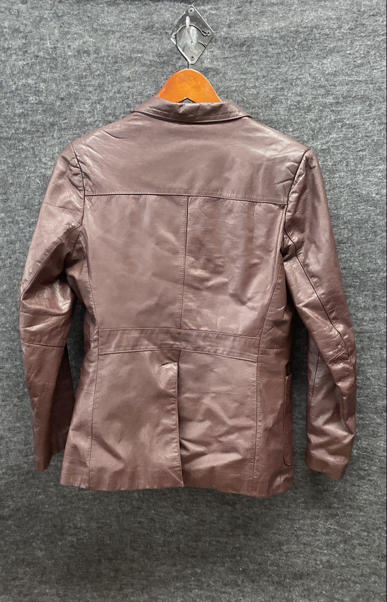 Vintage 90s Porsha by Winer Women's Brown Leather Blazer Jacket Sz 10