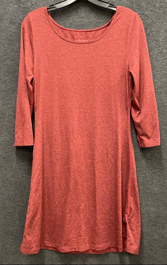 Patagonia Women's Kamala Dress Heathered Red Criss Cross Back 3/4 Sleeve Sz S