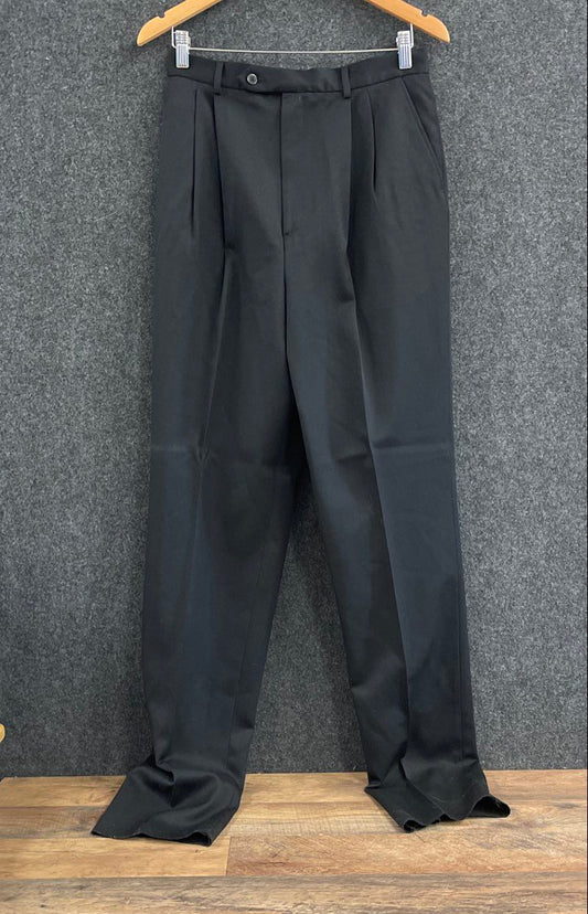 Vintage 90s Corbin Collection Women's Black Double Pleated Trousers Sz 12 USA