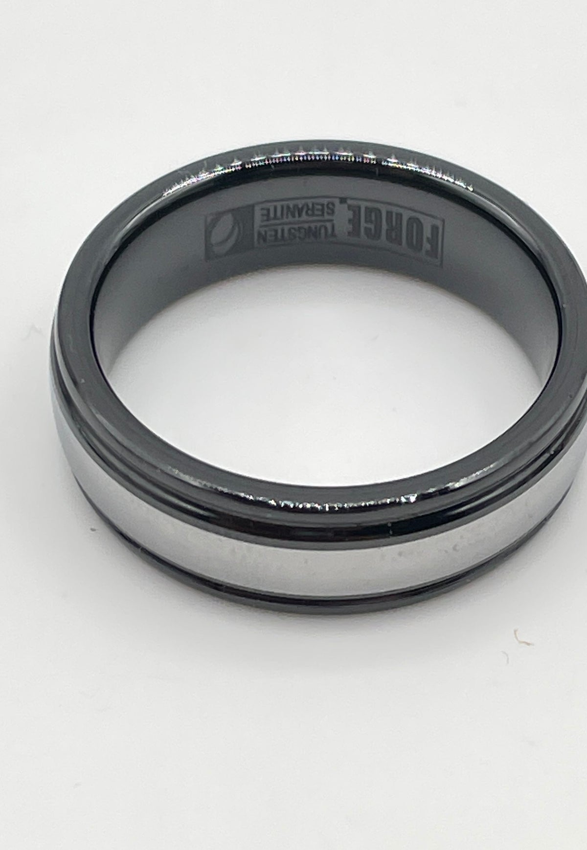 Benchmark Forge Tungsten & Seranite (Ceramic) Men's Wedding Band Ring 8.2g