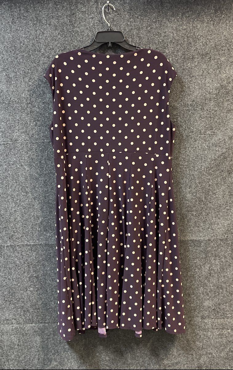 Lauren Ralph Lauren Women's Purple Polka Dot Surplice Fit Flare Dress Sz L/XL