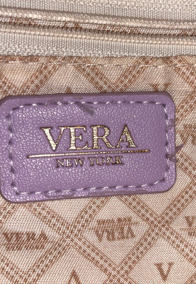 Vera New York Lavender Quilted Tote Bag Gold Tone Hardware Purple Handbag