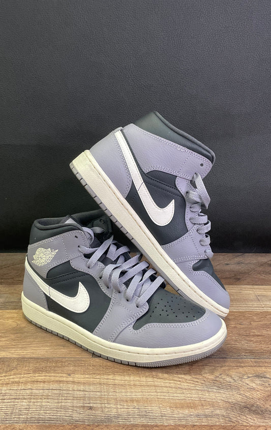 Nike Air Jordan 1 Mid Cement Grey White Dark Charcoal Women's Size 7.5