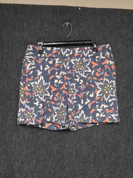 LOFT Women's Blue Floral Scroll Print Textured Shorts Sz 6