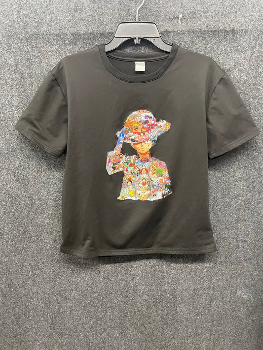 One Piece Men's Black Graphic T-Shirt Monkey D. Luffy Collage Anime Sz M