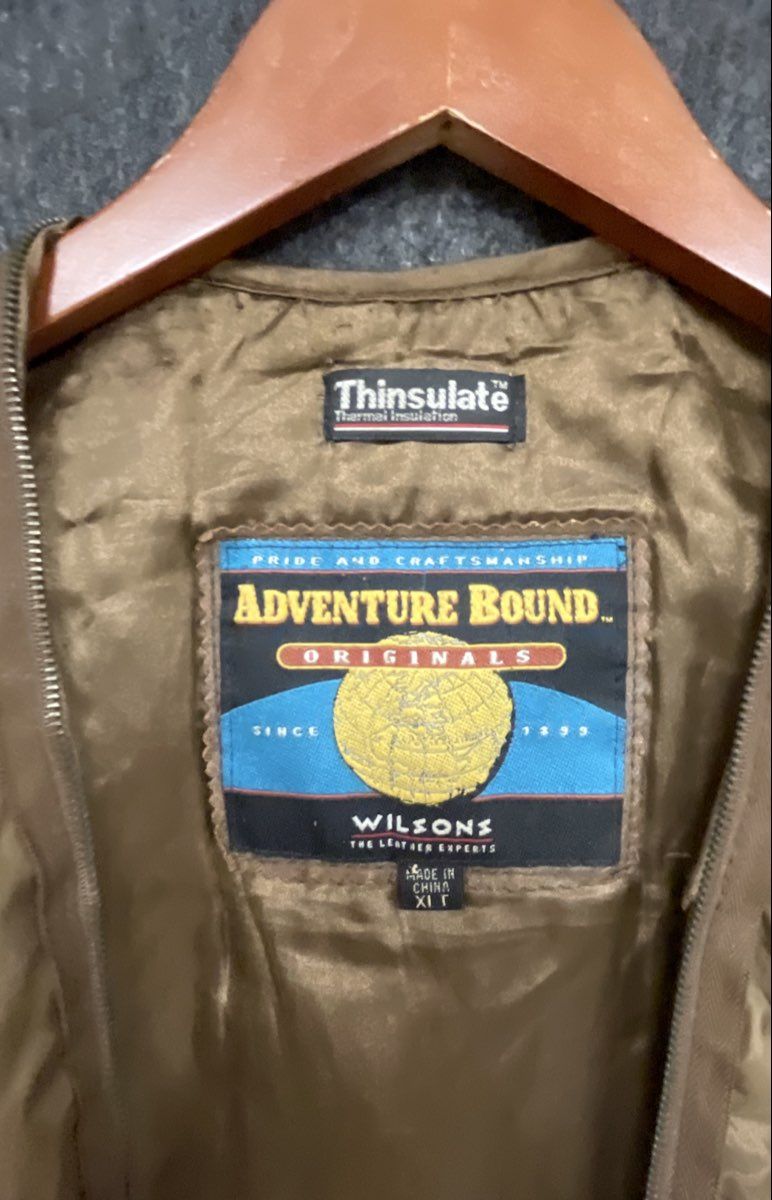 Vintage 90s Wilsons Leather Men's Adventure Bound Bomber Jacket Tan XLT