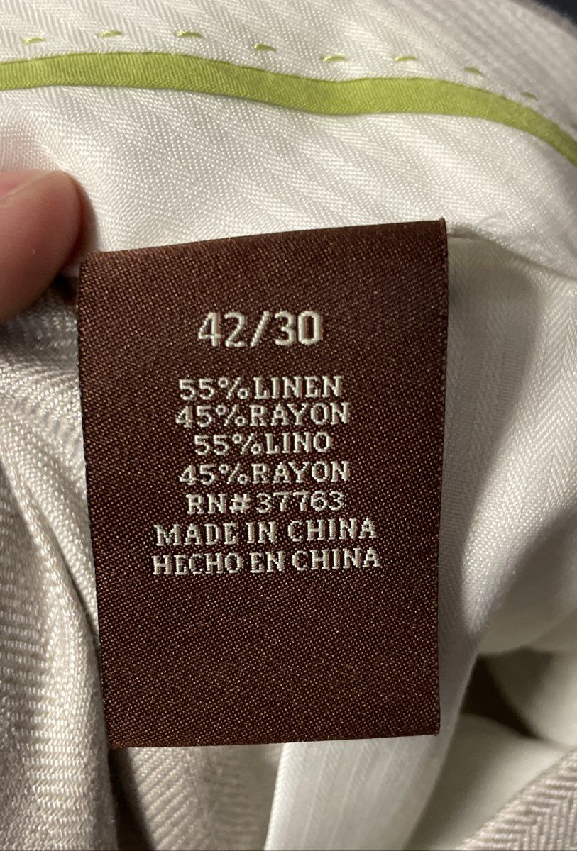 Cubavera Men's Grey Linen Rayon Blend Flat Front Dress Pants Sz 42/30 NWT