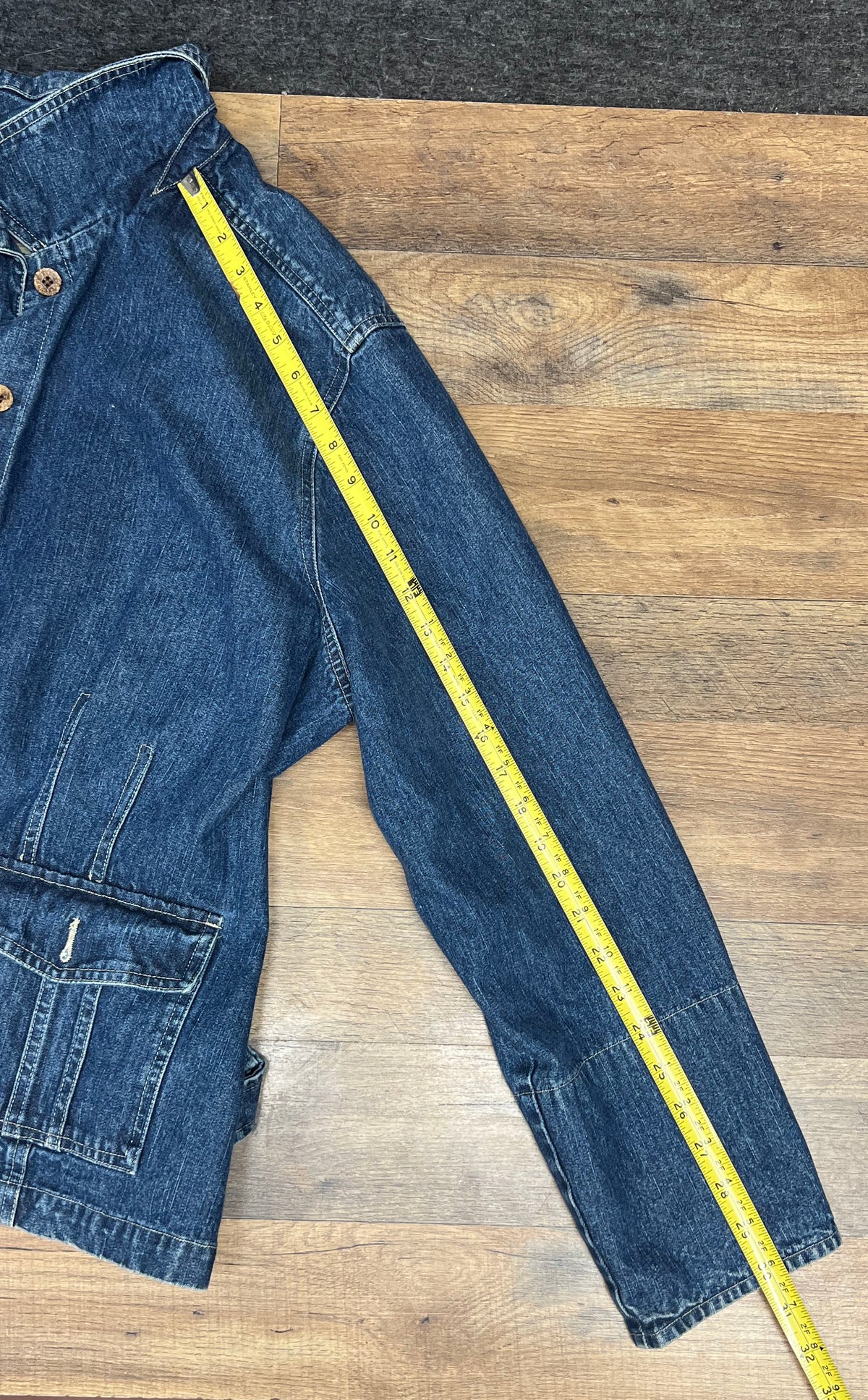 Caribbean Joe Women's Blue Denim Jacket Button Front Striped Trim Pockets