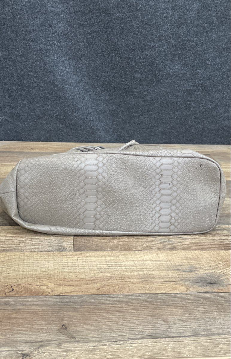 Relic Grey Snakeskin Print Tote Shoulder Bag Braided Handles Gold Hardware