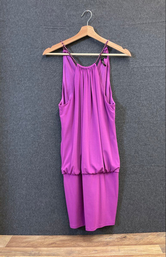 Laundry By Shelli Segal Women's Purple Beaded Strap Draped Cocktail Dress Sz 8