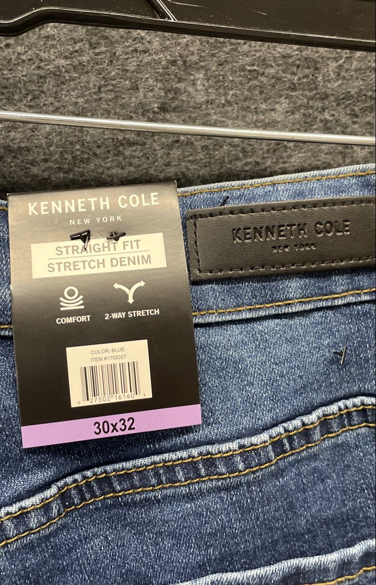 Kenneth Cole Men's Straight Fit Stretch Denim Blue Jeans Size 30x32 NWT