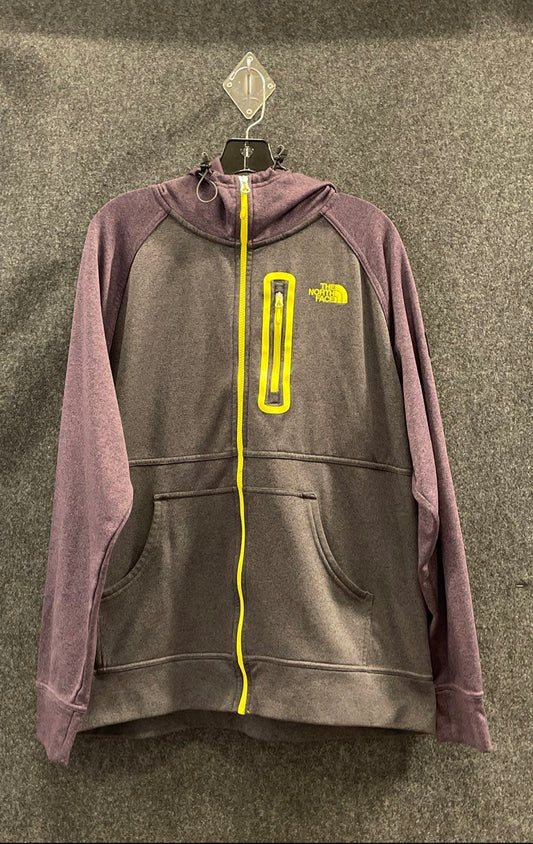 The North Face Men's Purple Gray Full Zip Hooded Tech Fleece Jacket Sz XL