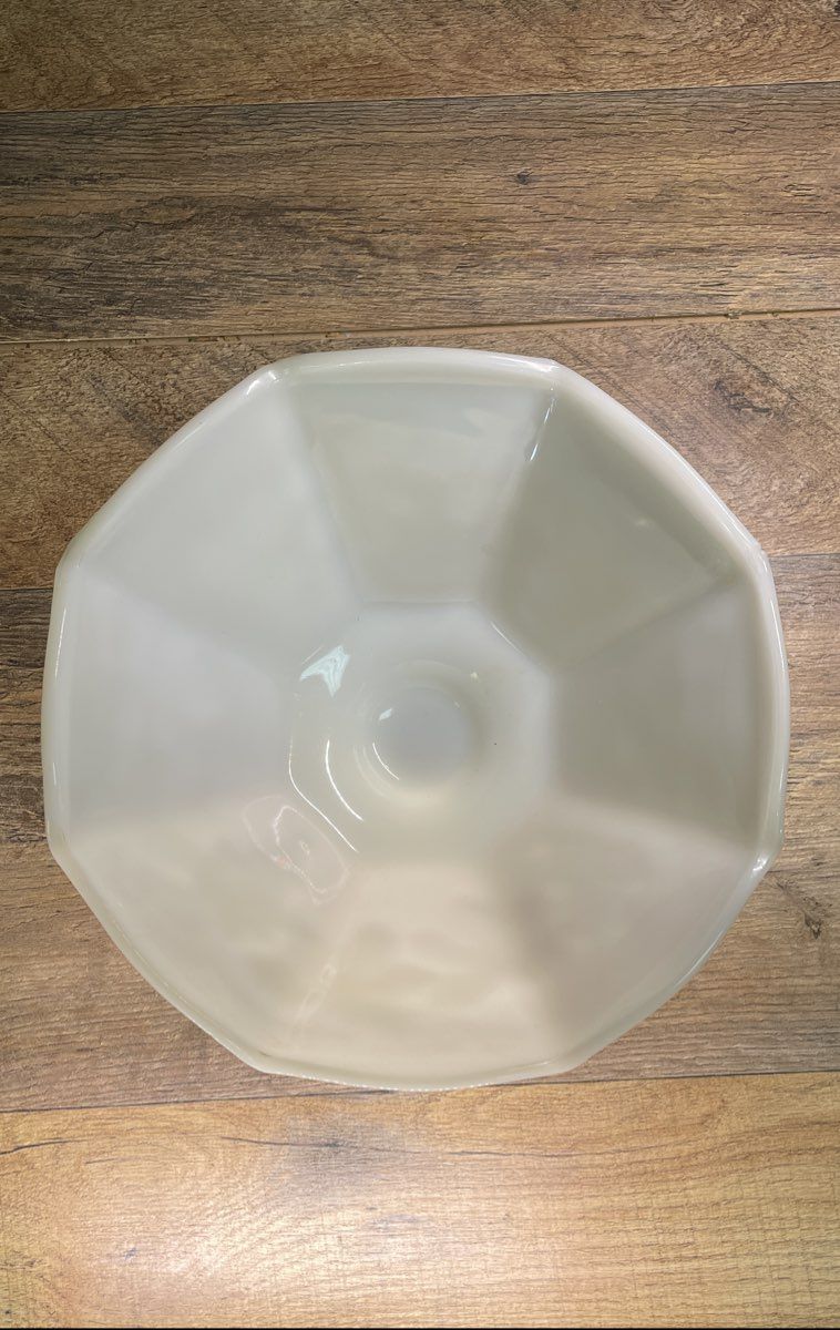 Vintage Styled Anchor Hocking Milk Glass Pedestal Fruit Bowl