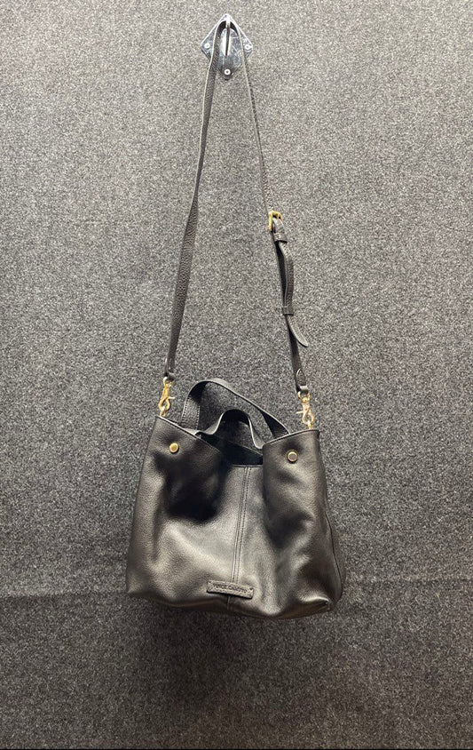Vince Camuto Black Pebbled Leather Hobo Shoulder Bag Crossbody Gold Hardware