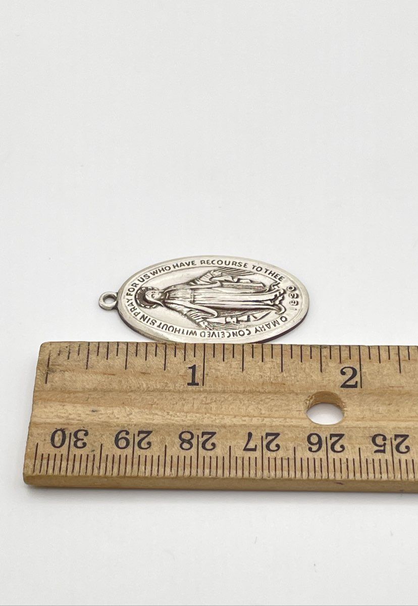 925 Sterling Silver (Mkd. Chapel Sterling) Miraculous Medal Mary Pendant 8.1g
