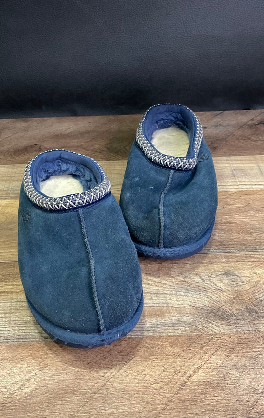 UGG Tasman Navy Blue Suede Sheepskin Lined Slippers Women's Size 5