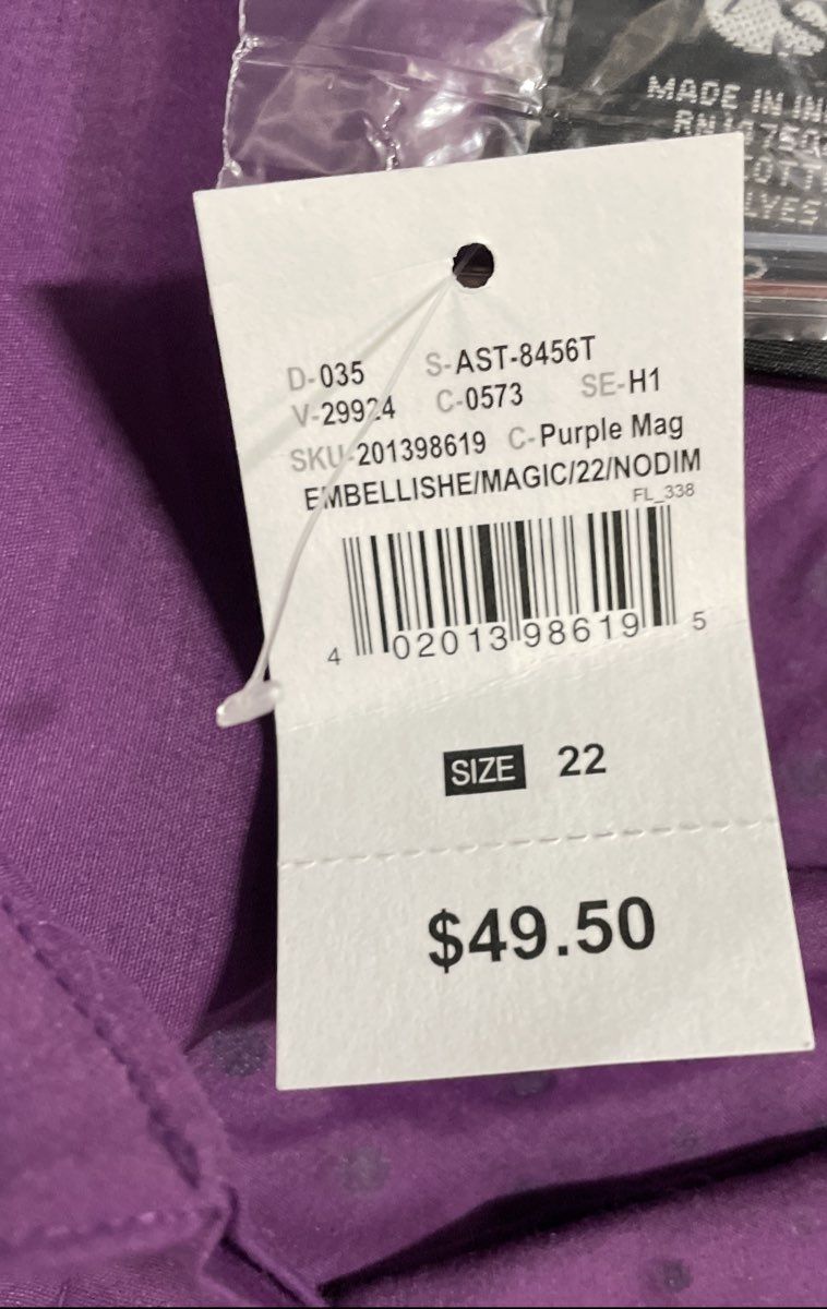 Ashley Stewart Women's Purple Rhinestone Embellished Button-Up Shirt NWT Sz 22