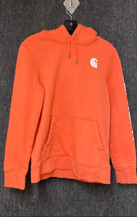Carhartt Women's Orange Relaxed Fit Midweight Logo Sleeve Graphic Hoodie Sz M