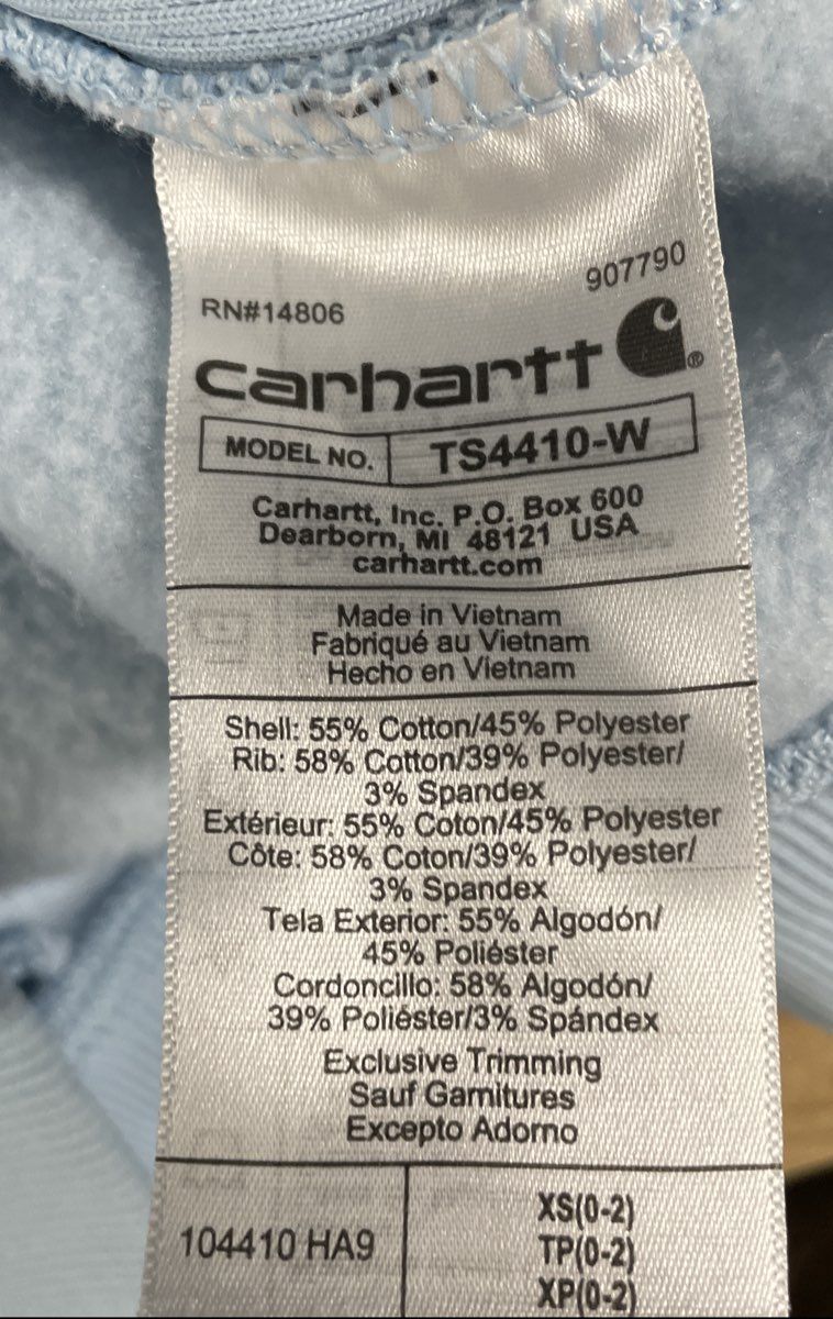 Carhartt Women's Light Blue Clarksburg Graphic Sleeve Sweatshirt TS4410-W Sz XS