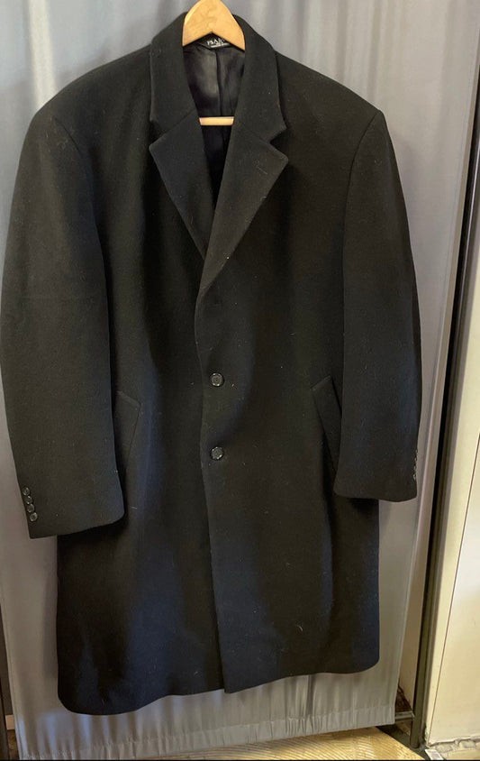 Jos. A. Bank Men's Black 100% Wool Overcoat Topcoat Size 44R