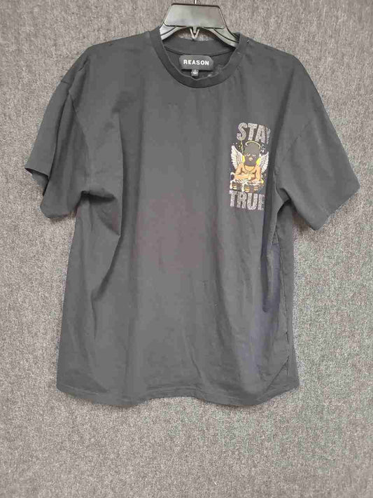 Reason Men's Black Stay True Count Your Blessings Rhinestone Graphic T-Shirt L