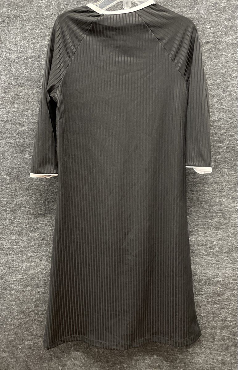 TRY Women's Black Rib Faux Henley Cover Up Nightgown 3/4 Raglan Sleeve NWT Sz 7