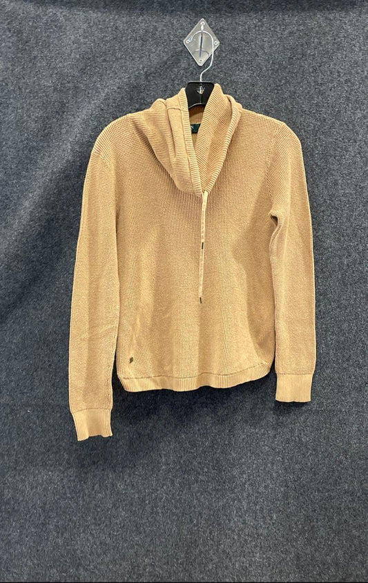 Lauren Ralph Lauren Women's Brown Cowl Neck Drawstring Cotton Sweater Sz M