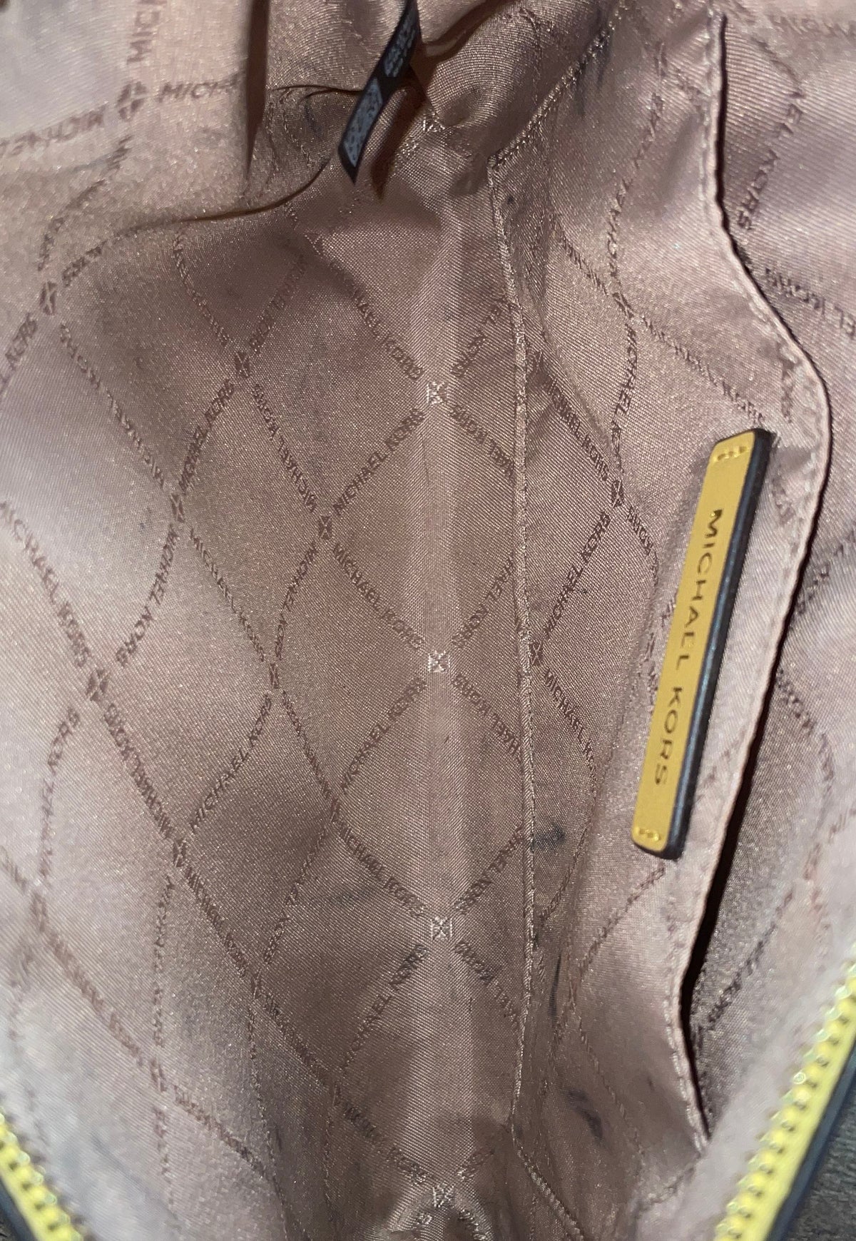 Michael Kors Yellow Monogram Coated Canvas Zip Top Clutch Pouch Bag