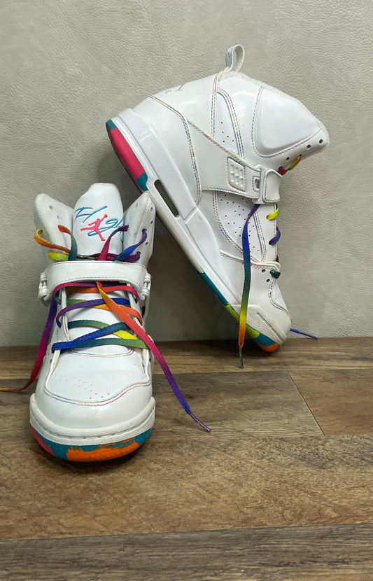 Nike Air Jordan Flight 45 High GS White Rainbow Multi-Color Size 7Y