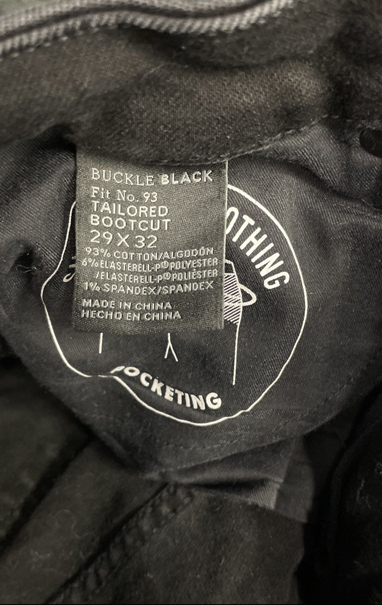 Buckle Black Men's Fit No. 93 Tailored Bootcut Black Faded Stretch Jeans 29x32