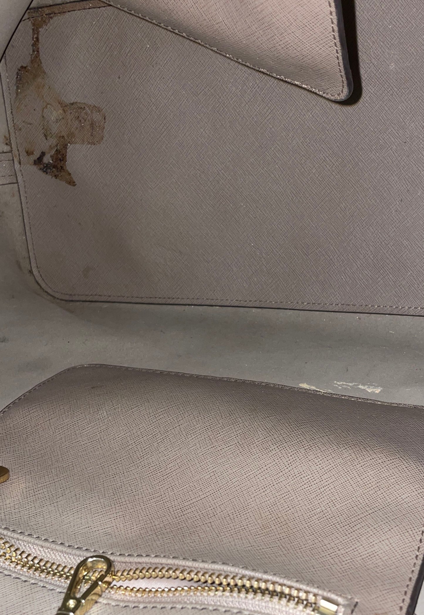Michael Kors Grey Saffiano Leather Voyager Tote Shoulder Bag Gold Hardware